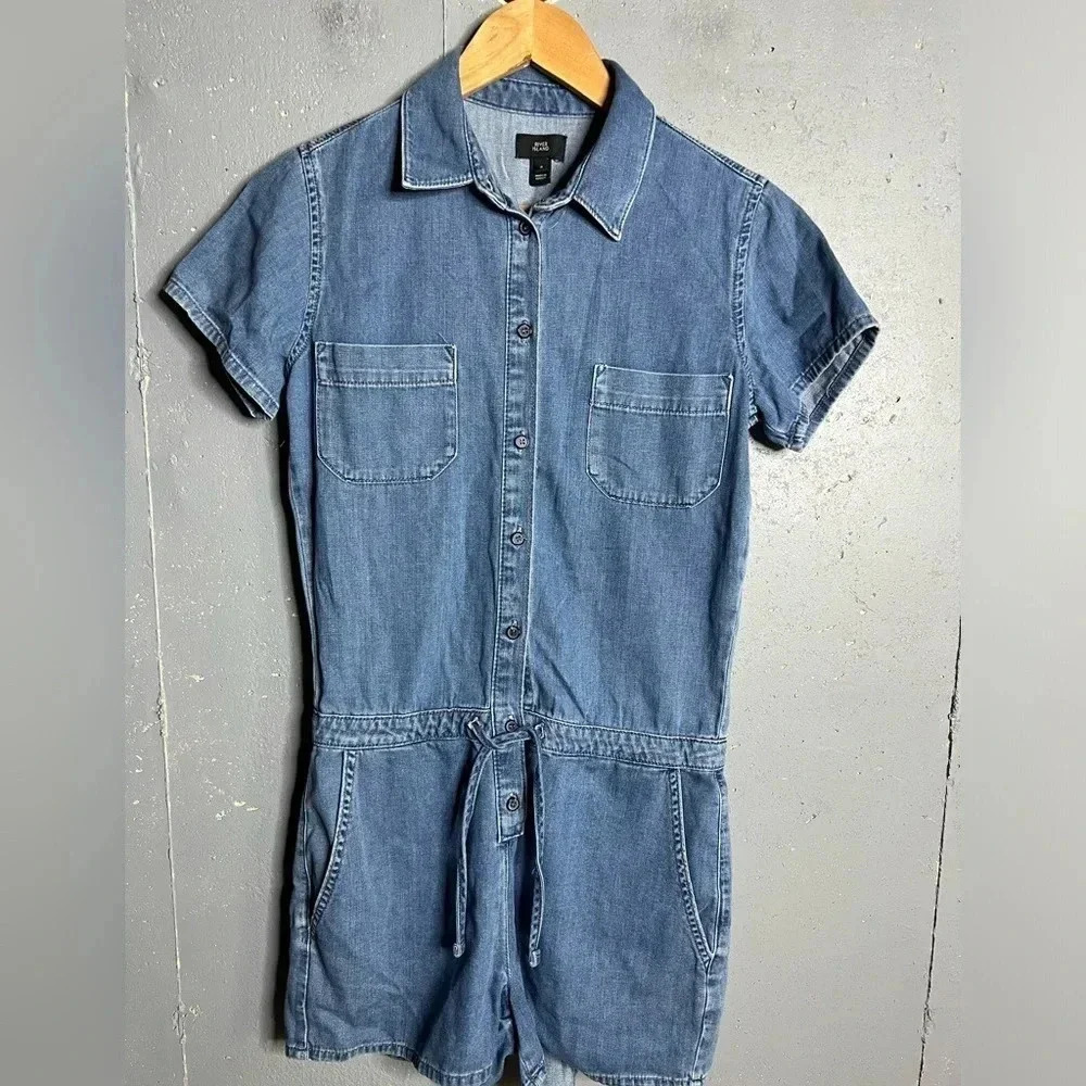 River Island denim drawstring romper. Size 6